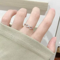 Beyond Infinity Silver Finger Ring for Women & Girls Copper Gold Plated Ring-image-13