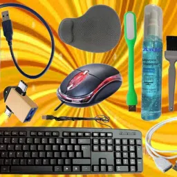ANJO Wired Keyboard & Mouse-Wrist Pad-Hub 3.0-3in1 Cleaner-2in1 OTG-Ext Cable-LED Combo Set-18