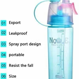 2 in 1 Drinking Water Bottle and Spray Gun for Water Sprinkle, Sports Water Bottle with Straw, Sports and Outdoor Water Bottle, Summer Spray Bottles, Spray Water Bottle (Multicolor) 600 ml Water Bottle-image-82