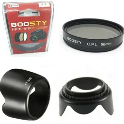 BOOSTY 58mm Lens hood / Lens cap / UV filter and et 60 Flower Lens HoodLens Hood-image-79