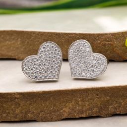 925 Silver Pave Heart CZ Cluster Love Design Sparkly Romantic Stud Earrings Cubic Zirconia Sterling Silver Stud Earring-image-7