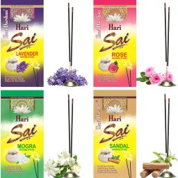 Hari Sai Collection Agarbatti - Pack of 4 Rose, Sandal, Mogra, Lavender-image-48