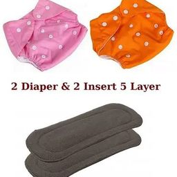 Washable Reusable Cloth Diapers with 2 Adjustable Nappies & 2 Inserts 5 Layer-image-43