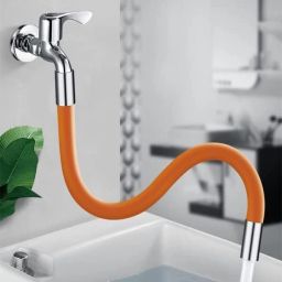 Extension Hose-Silicone Water Sprayer Extender Hose 360° Rotating Faucet Arm-21