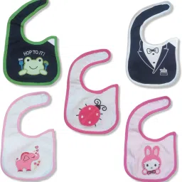 baby velcro bibs cartoons printedcombo pack of 5 - multicolor-picture-13