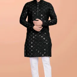 Men Embroidered Cotton Blend Straight Kurta-image-53