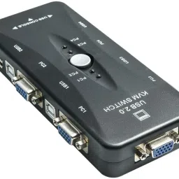 WiredCom 4 Port USB 2.0 KVM Switch Box With 4 KVM Cables to Control up to 4 Computers Lan Adapter-2