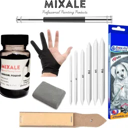 Drawing Charcoal Powder Combo With Graphite Pencils set For Artist-8