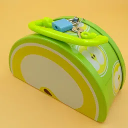 Green Apple theme Semicircular shape coin bank with Lock and Keys|Designer Piggy bank|Best return Gift|Suitable for both Boys and Girls Coin Bank-image-41