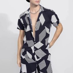 Men Night Suit Set Black Printed-image-46