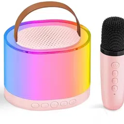 Portable RGB Bluetooth Karaoke Speaker with Wireless Mic & LED Lights-9