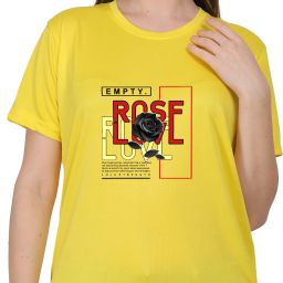 Women Graphic Print Round Neck Pure Cotton Yellow T-Shirt-image-17