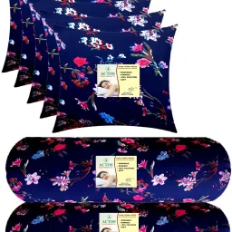 Combo Set Of 5 Cushion And 2 Microfibre Floral Bolster Pack of 7-image-97