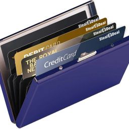 RFID Protected Slim Blue Stainless Steel Debit/Credit/ATM Slots 6 Card Holder-picture-23