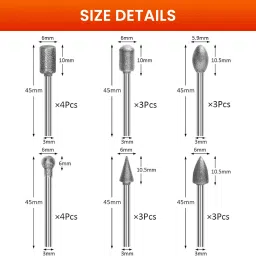 serplex Diamond Rotary Tool Set Stone Carving Drill Bits Shank Design 20 Piece Diamond Coated Rotary Bit Set 6 Shapes For Stone Glass Ceramic Masonry Bits Set image 4