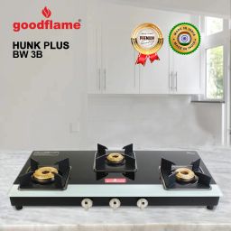 Hunk Plus 3B ms BW Toughened Glass 3 Brass Burner Gas Stove(Manual Ignition) Glass Manual Gas Stove-image-92