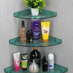 Unbreakable 3 layer Corner set for Bathroom/wall decoration/Storage organizer..- Plastic Wall Shelf-9