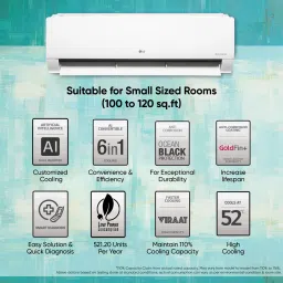 lg AI Convertible 6-in-1 Cooling 2024 Model 1 Ton 3 Star Split Inverter 2 Way Swing, HD Filter with Anti-Virus Protection with VIRAAT Mode & ADC Sensor AC- White image 4