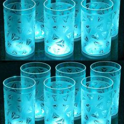 (Pack of 12) Prism Pattern Water Juice Sky Blue Color Glass Set Water/Juice Glass-picture-13