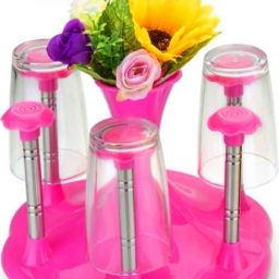 Stylish Glass and Spoon Organiser for Glasses and Cutlery Glass Stand Made Stainless Steel and Virgin Plastic BLUE Steel, Plastic Glass Holder-image-64
