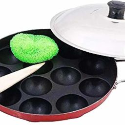 Better Appam Patra / Maker with Lid, Ponganal Maker, Paniarakkal Pan 22 cm Diameter 12 Cavity (Aluminium, Non-stick) Patri Pan 22 cm diameter with Lid 0.25 L capacity-image-73