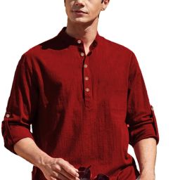Men Solid Cotton Blend Straight Kurta-image-89