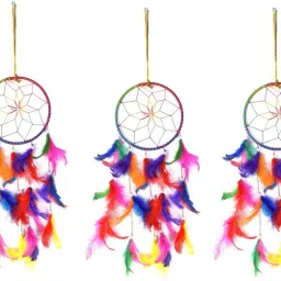 Multi Color Dream Catcher Wall Hanging (Pack Of 3) Wool Dream Catcher-image-61