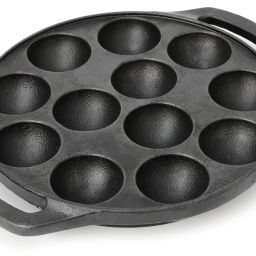 Cast Iron Paniyaram Appam Pan Appe Ponganalu Pan Chatti Appam Maker (12 Cups) Pancake Pan 20 cm diameter 1 L capacity-image-37