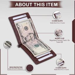 zaphod Men Brown Artificial Leather RFID Money Clip Leather, Borosilicate Glass Money Clip-image-89