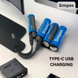 Simpex 3600mAh AA Rechargeable Lithium Ion Battery with C Type Charging Pack 8pcCamera Battery Charger image 2