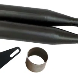 Dual / Double Free Flow Black Front Chrome Exhaust silencer Royal Enfield Classic 350 Full Exhaust System-image-2