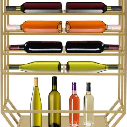 Octagon Shape Bottle Cabinet Shelf Gold Glass Holder Hanging Bottle Cup Rack Iron Glass Holder, Iron Holder, Door Mount Towel Bars, Grooming Rack-image-12