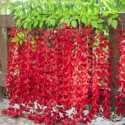 well art gallery Artificial Fake Wisteria Vine Ratta Silk Home Party Wedding Decor (6PCS RED) Red Westeria Artificial Flower-picture-1