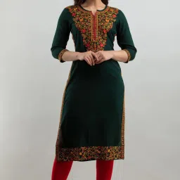 Women Embroidered Viscose Rayon A-line Kurta-image-67