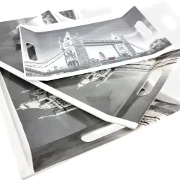 Super Fine Melamine Greyscale Print Break Resistant serving Tray-8