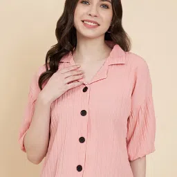 Women Regular Fit Solid Lapel Collar Casual Shirt-image-67