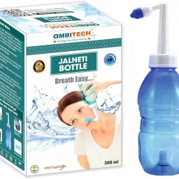 AMBITECH Jal Neti Pot Bottle for Sinus congestion, Nasal-wash, Nose Cleaner (300 ml) Nebulizer-image-1