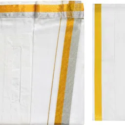 TUNI MANI Fancy White Welcro Pocket Dhoti with Towel, Adjustable Size 28-44 Inches Solid Men Dhoti-image-26