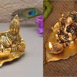Metal Kuber Diya Ganesh Diya Deepam Aluminium (Pack of 2) Table Diya Set-image-49