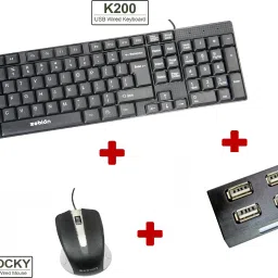 zebion K200 keyboard + Rocky Mouse + Pronto 31 USB HUB Combo Set-24