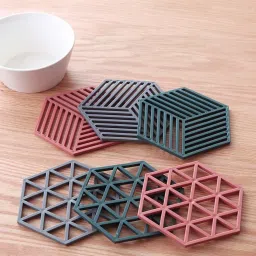 Silicone Kitchen Mat for Worktop, Table Protector Heat Resistant Trivets for Kitchen, Non-Slip Table Mats and Coasters with Holder, Pots and Pans Stands, Kitchen Accessories for Cooking Coaster Trivet-9