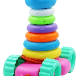 Toddler Trolly Pull Along and Toddler Stacking Ring 2in1 Educational Toy Set-7