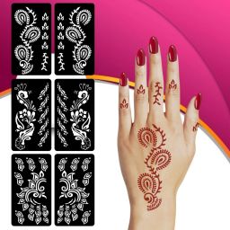 Stylish Combo Mehndi Stencil Sticker With Elegant Curves And Floral Hand Layout-image-81