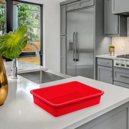 homestic Multiuses Rectangular Plastic Large Tray, Bin, Organizer (Red) Tray image 2
