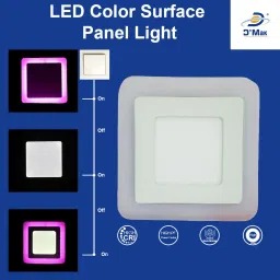 d'mak 6 Watt White+Pink Square Surface Led Panel Light (Pack Of 05) Ceiling Light Ceiling Lamp image 3