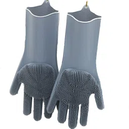 Silicone Heat Resistant Rubber Dish Washing Gloves with Wash Scrubber Wet and Dry Disposable Glove Set-image-95