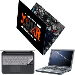 Techfit Full Body Laptop Skin with Screen Guard and Key Guard - Improve Your Potential Combo Set-2