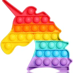 Unicorn Shape Pop Bubble Stress Relieving Silicone Pop It Fidget Toy - Multicolour-image-2