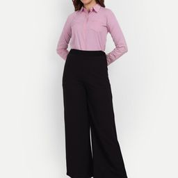 broadstar Women Loose Fit Black Lycra Blend Trousers-picture-0