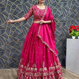 Self Design Semi Stitched Lehenga Choli-image-86